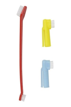 Kit 3 Peças Escova De Dente Dedeira Higiene Bucal Pet Cachorro - MIMO PET
