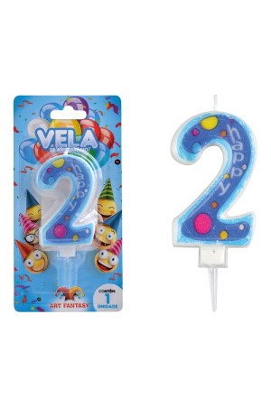 VELA DE ANIVERSÁRIO NÚMERO 2 COR AZUL ART FANTSY
