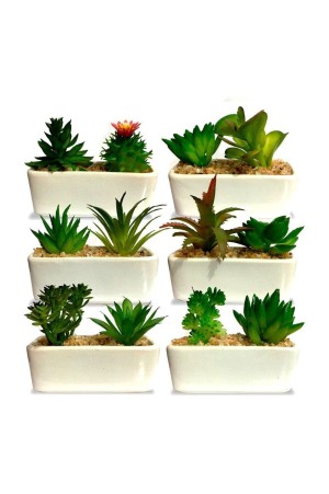 Vaso c/ Flor Artificiail Suculenta Dupla Modelo Jardineira / Floreira - HD65510