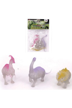 KIT ANIMAL DINOSSAURO DE PVC WORLD BRILHA NO ESCURO 3 PCS