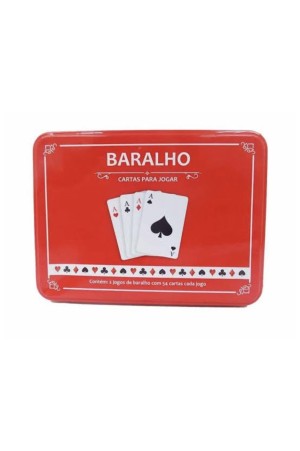 Cartas Baralho Plastico Duplo Com Estojo Caixa Em Lata