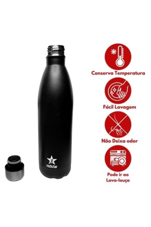 Garrafa Térmica Squeeze Esportiva Fit Academia Preta 500Ml