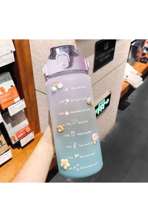 Garrafa De Agua Squeeze 2 Litros Academia Trabalho Escola Antivazamento + Adesivos 3D e 2D