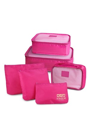 Kit Organizador de Malas com 6 Peças Viagem Jacki Design - ARH18608 Pink