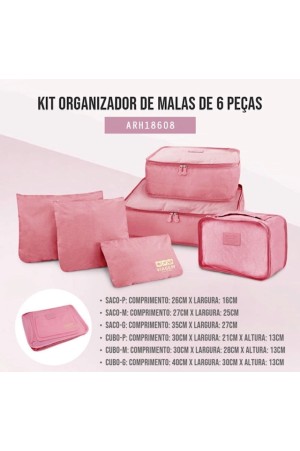 Kit Organizador de Malas com 6 Peças Viagem Jacki Design - ARH18608 Pink
